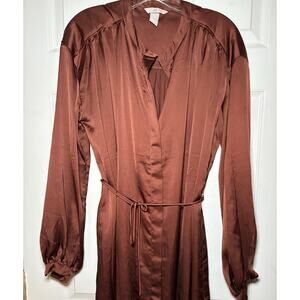 H&M brown satin wrap dress size medium